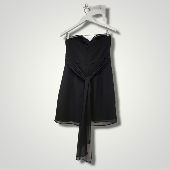 Bill Levkoff Dress Womens 8 Black Strapless Ruched Bodice Flowy Skirt - Picture 2 of 7